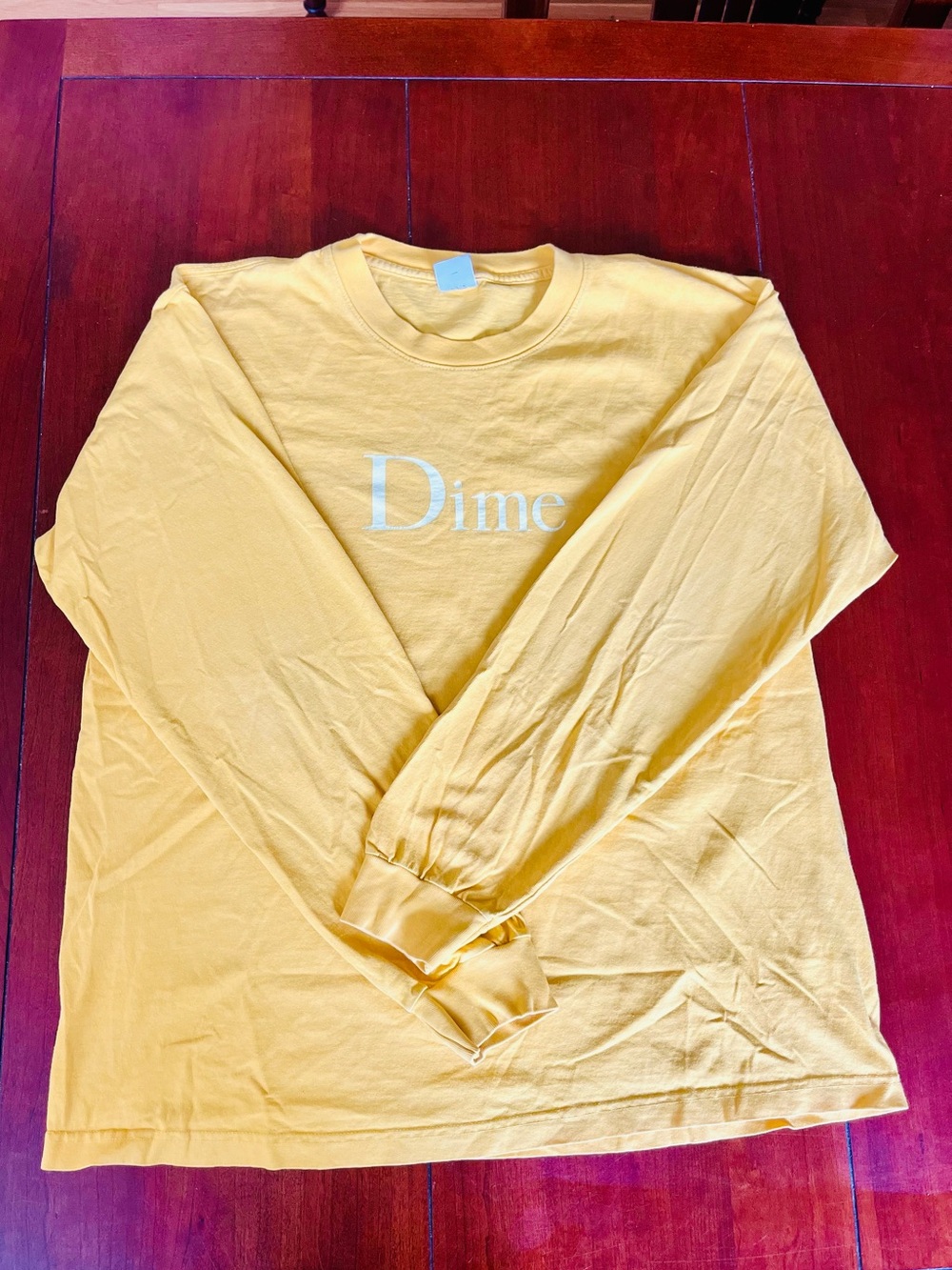 Dime Men's Long-Sleeve Crewneck Tee in Yellow